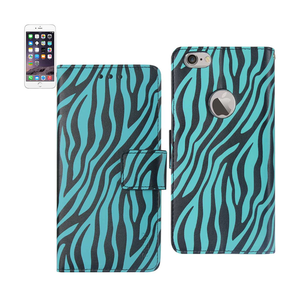Reiko iPhone 6 Plus 3-in-1 Animal Zebra Print Wallet Case in Blue | MaxStrata