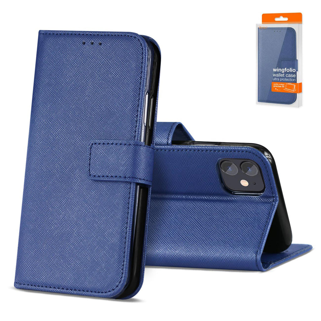 Reiko Slim Stand Case with Card Holder Slots Apple iPhone 12 Mini in Blue