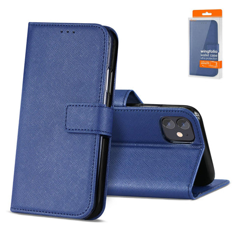 Reiko Slim Stand Case with Card Holder Slots Apple iPhone 12 Mini in Blue | MaxStrata