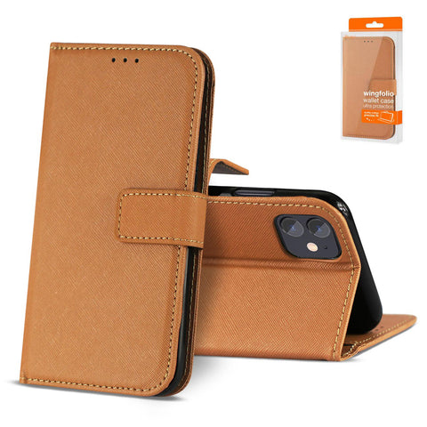 Reiko Slim Stand Case with Card Holder Slots Apple iPhone 12 Mini in Brown | MaxStrata