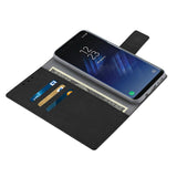 Reiko Samsung S8 Edge/ S8 Plus Denim Wallet Case with Gummy Inner Shell & Kickstand Function in Black | MaxStrata