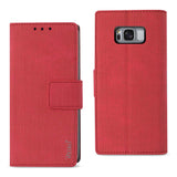 Reiko Samsung S8 Edge/ S8 Plus Denim Wallet Case with Gummy Inner Shell & Kickstand Function in Red | MaxStrata