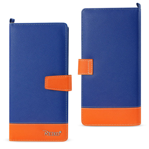 Reiko iPhone 6/ 6S Two Tone Super Wallet Case with Multiple Card Slots in Orange Navy