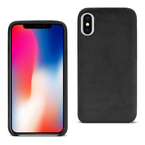 Reiko iPhone X/iPhone XS Fuzzy Fur Soft TPU Case in Black | MaxStrata