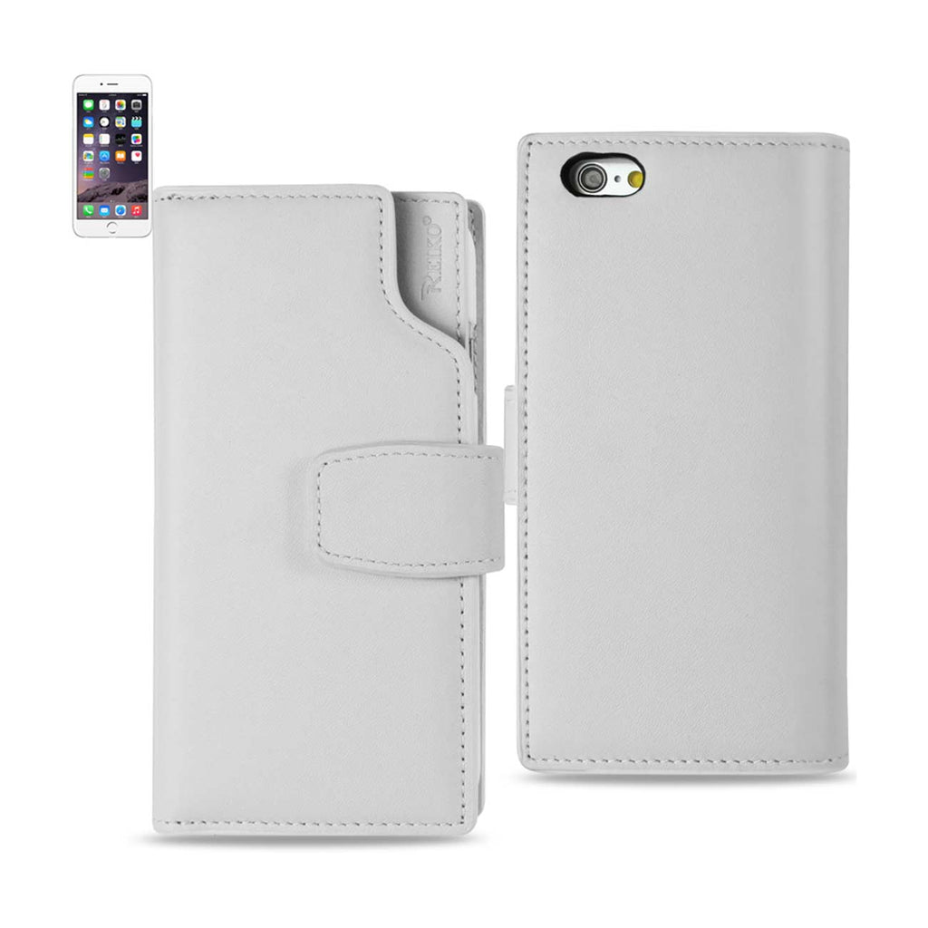 Reiko iPhone 6 Plus Genuine Leather Wallet Case with Open Thumb Cut in Ivory | MaxStrata