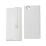 Reiko iPhone 6S Plus Genuine Leather RFID Wallet Case & Metal Buckle Belt in Ivory | MaxStrata