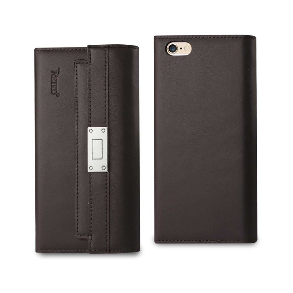 Reiko iPhone 6S Plus Genuine Leather RFID Wallet Case & Metal Buckle Belt in Umber | MaxStrata