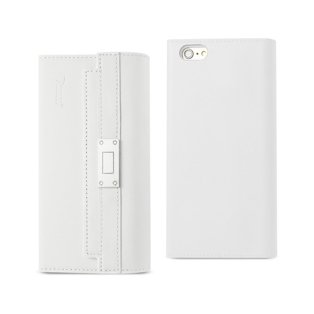 Reiko iPhone 6S Genuine Leather RFID Wallet Case & Metal Buckle Belt in Ivory | MaxStrata