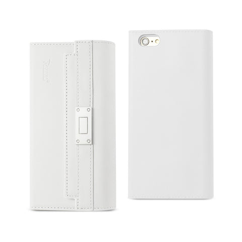 Reiko iPhone 6S Genuine Leather RFID Wallet Case & Metal Buckle Belt in Ivory | MaxStrata
