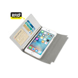 Reiko iPhone 6S Genuine Leather RFID Wallet Case & Metal Buckle Belt in Ivory | MaxStrata