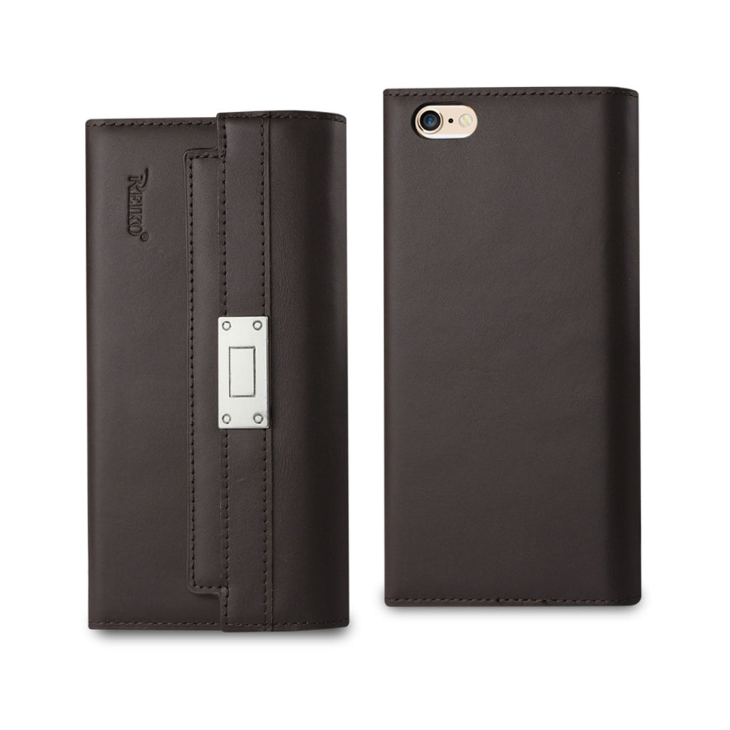 Reiko iPhone 6S Genuine Leather RFID Wallet Case & Metal Buckle Belt in Umber | MaxStrata