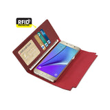Reiko Samsung Galaxy Note 5 Genuine Leather RFID Wallet Case & Metal Buckle Belt in Burgundy | MaxStrata