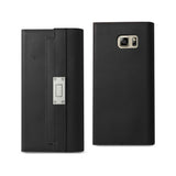 Reiko Samsung Galaxy Note 5 Genuine Leather RFID Wallet Case & Metal Buckle Belt in Black | MaxStrata