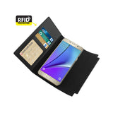 Reiko Samsung Galaxy Note 5 Genuine Leather RFID Wallet Case & Metal Buckle Belt in Black | MaxStrata