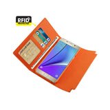 Reiko Samsung Galaxy Note 5 Genuine Leather RFID Wallet Case & Metal Buckle Belt in Tangerine | MaxStrata
