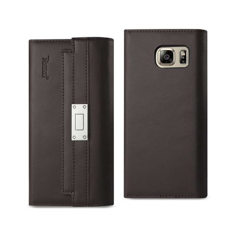 Reiko Samsung Galaxy Note 5 Genuine Leather RFID Wallet Case & Metal Buckle Belt in Umber | MaxStrata