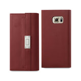 Reiko Samsung Galaxy S6 Genuine Leather RFID Wallet Case & Metal Buckle Belt in Burgundy | MaxStrata