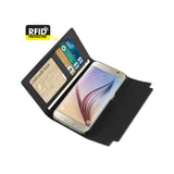 Reiko Samsung Galaxy S6 Genuine Leather RFID Wallet Case & Metal Buckle Belt in Black | MaxStrata