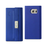 Reiko Samsung Galaxy S6 Genuine Leather RFID Wallet Case & Metal Buckle Belt in Ultramarine | MaxStrata