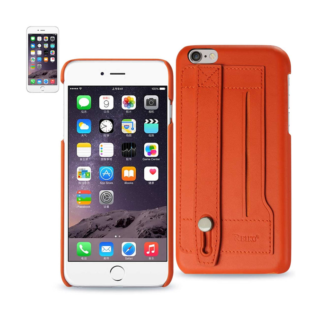 Reiko iPhone 6 Plus Genuine Leather Hand Strap Case in Tangerine | MaxStrata