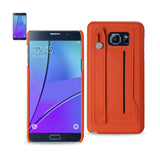 Reiko Samsung Galaxy Note 5 Genuine Leather Hand Strap Case in Tangerine | MaxStrata