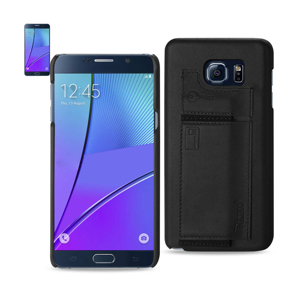 Reiko Samsung Galaxy Note 5 RFID Genuine Leather Case Protection & Key Holder in Black | MaxStrata