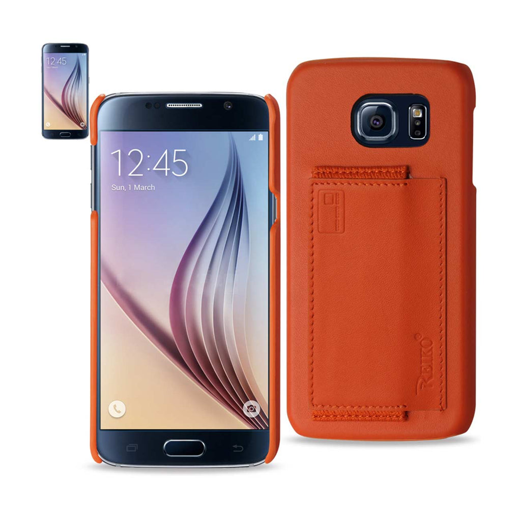 Reiko Samsung Galaxy S6 RFID Genuine Leather Case Protection & Key Holder in Tangerine | MaxStrata