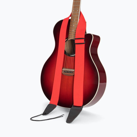 On-Stage Guitar Strap with Leather Ends (GSA10RD) | MaxStrata®