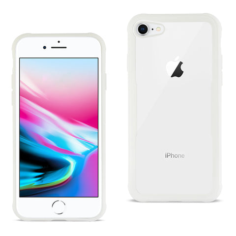 Reiko iPhone 7/8/SE2 Hard Glass TPU Case with Tempered Glass Screen Protector in Clear White | MaxStrata