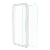 Reiko iPhone X/iPhone XS Hard Glass TPU Case with Tempered Glass Screen Protector in Clear White | MaxStrata