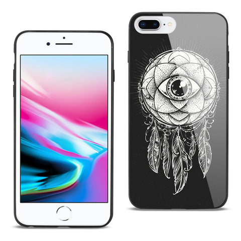 Reiko iPhone 8 Plus Hard Glass Design TPU Case with Dreamcatcher Design in Black | MaxStrata