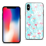 Reiko iPhone X/XS Hard Glass Design TPU Case with Flamingo Design in Pink | MaxStrata
