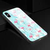 Reiko iPhone X/XS Hard Glass Design TPU Case with Flamingo Design in Pink | MaxStrata