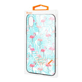 Reiko iPhone X/XS Hard Glass Design TPU Case with Flamingo Design in Pink | MaxStrata
