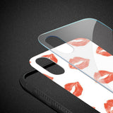 Reiko iPhone X/iPhone XS Hard Glass Design TPU Case with Lipstick Kiss Pattern | MaxStrata