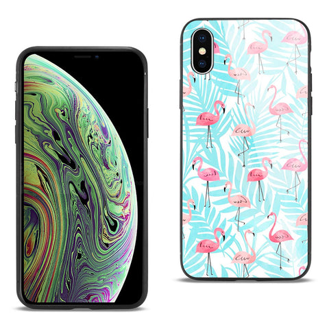 Reiko iPhone XS Max Hard Glass Design TPU Case with Flamingo Design | MaxStrata