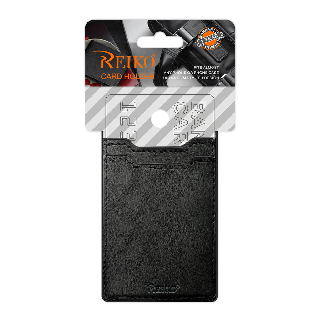 Reiko Leather Adhesive Pocket Card Holder with Two Slots in Black