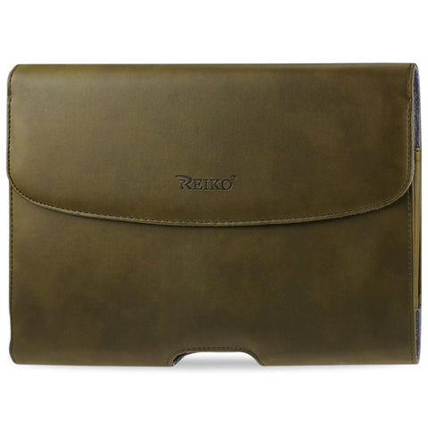 Reiko Smooth Horizontal Leather Pouch in Army Green | MaxStrata