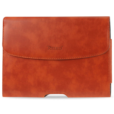 Reiko Smooth Horizontal Leather Pouch in Orange | MaxStrata