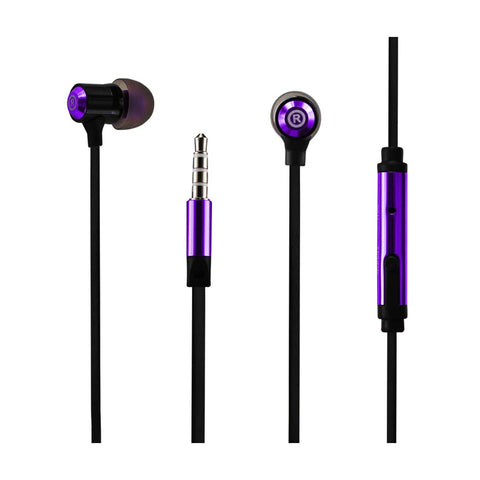 Reiko Bass in Ear Headphones with Mic in Purple | MaxStrata