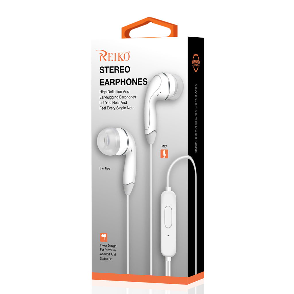 Reiko In-Ear Headphones with Mic in White | MaxStrata