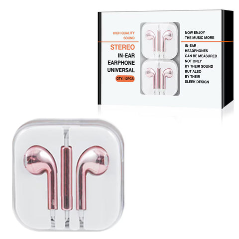 Reiko 3.5Mm Circular Earbuds with Mic & Volume Control in Rose Gold (12Pcs)
