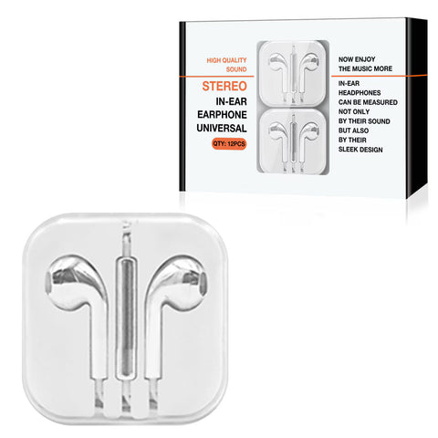 Reiko 3.5Mm Circular Earbuds with Mic & Volume Control in Silver (12Pcs)