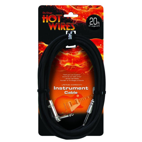 On-Stage Instrument Cable (QTR Right Angle-QTR, 20') (IC-20R)