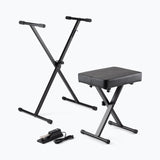 On-Stage Keyboard Stand and Bench Pack with Keyboard Sustain Pedal (KPK6550) | MaxStrata®