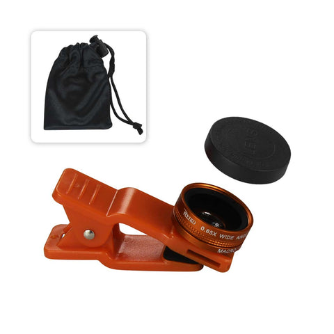 Reiko HD Camera Lens Kit Built in 10X Macro Lens & 100 Degree Wide Angle Orange for iPhones | MaxStrata