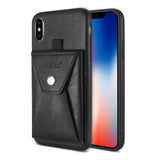 Reiko iPhone X/iPhone XS Durable Leather Protective Case with Back Pocket in Black | MaxStrata