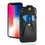 Reiko iPhone X/iPhone XS Durable Leather Protective Case with Back Pocket in Black | MaxStrata