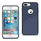 Reiko Apple iPhone 8 Plus TPU Leather Feel Case Leather Fit Flexible Slim Premium Case in Blue | MaxStrata