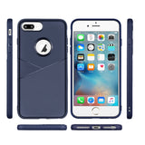 Reiko Apple iPhone 8 Plus TPU Leather Feel Case Leather Fit Flexible Slim Premium Case in Blue | MaxStrata